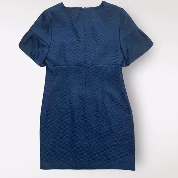 Trina Turk Navy Blue V Neck Tulip Sleeve Short‎ Shift Dress Size 8
